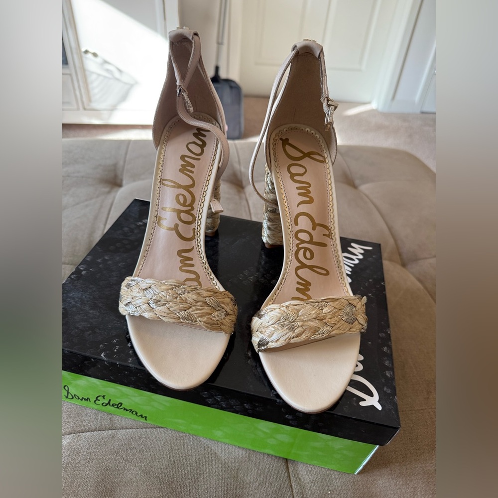 Sam Edelman - Yoana, Sand Raffia/Lea. 8.5 size.